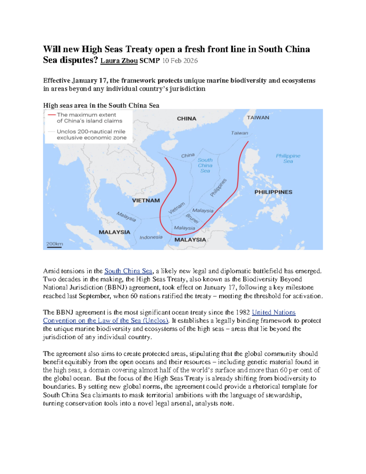 High Seas Treaty (BBNJ) and Its Impact on South China Sea Disputes ...