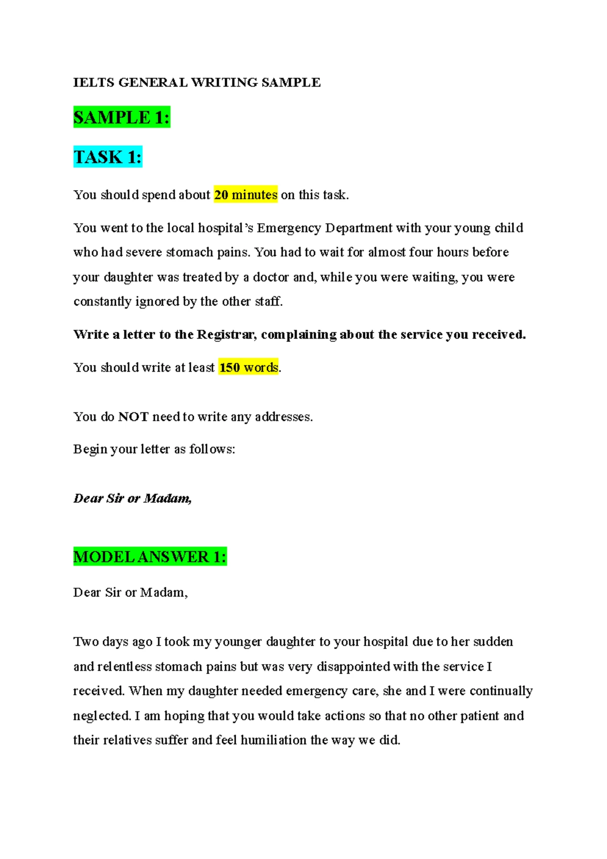 Ielts General Writing Task 1 Sample Questions And Answers IELTS