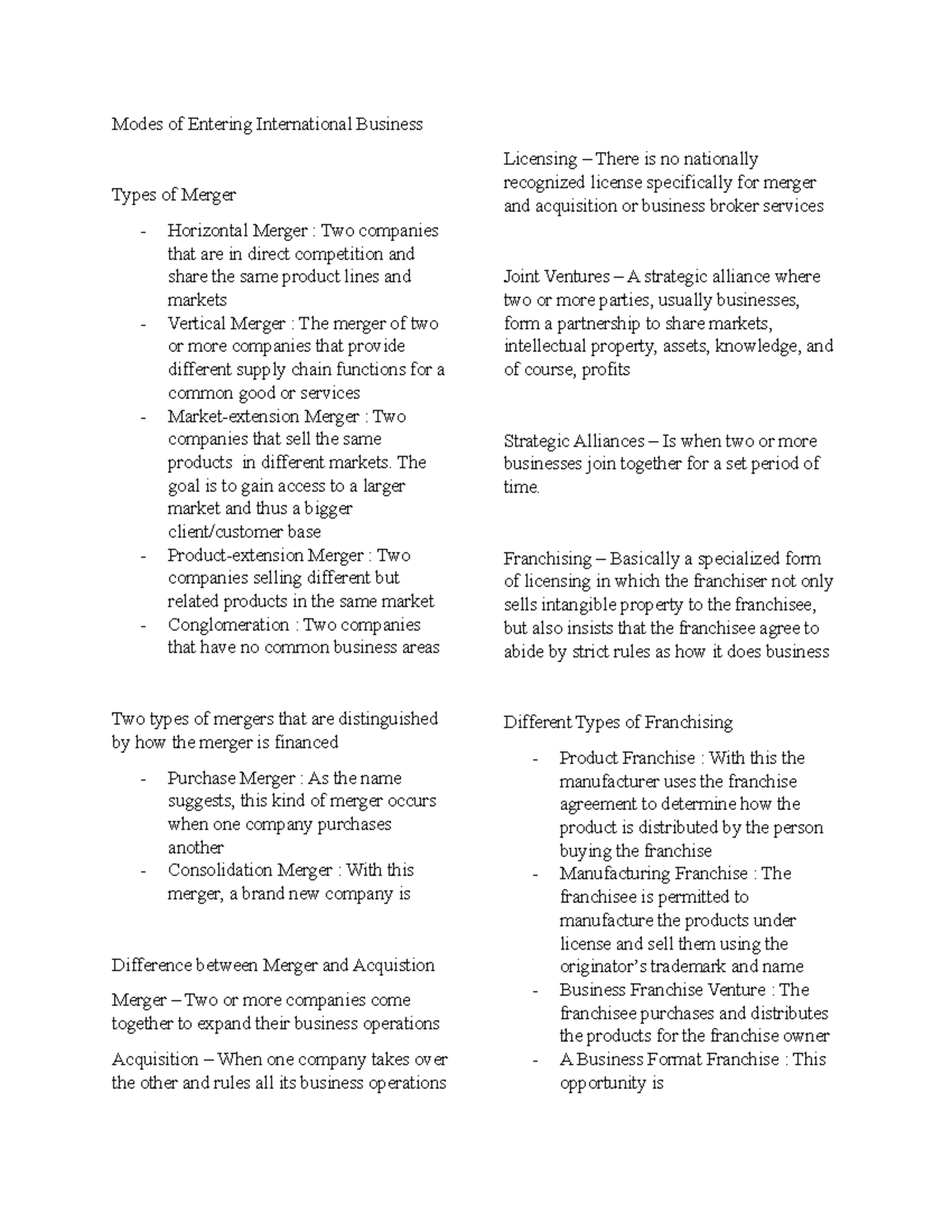 Modes of Entering International Business - The goal is to gain access ...