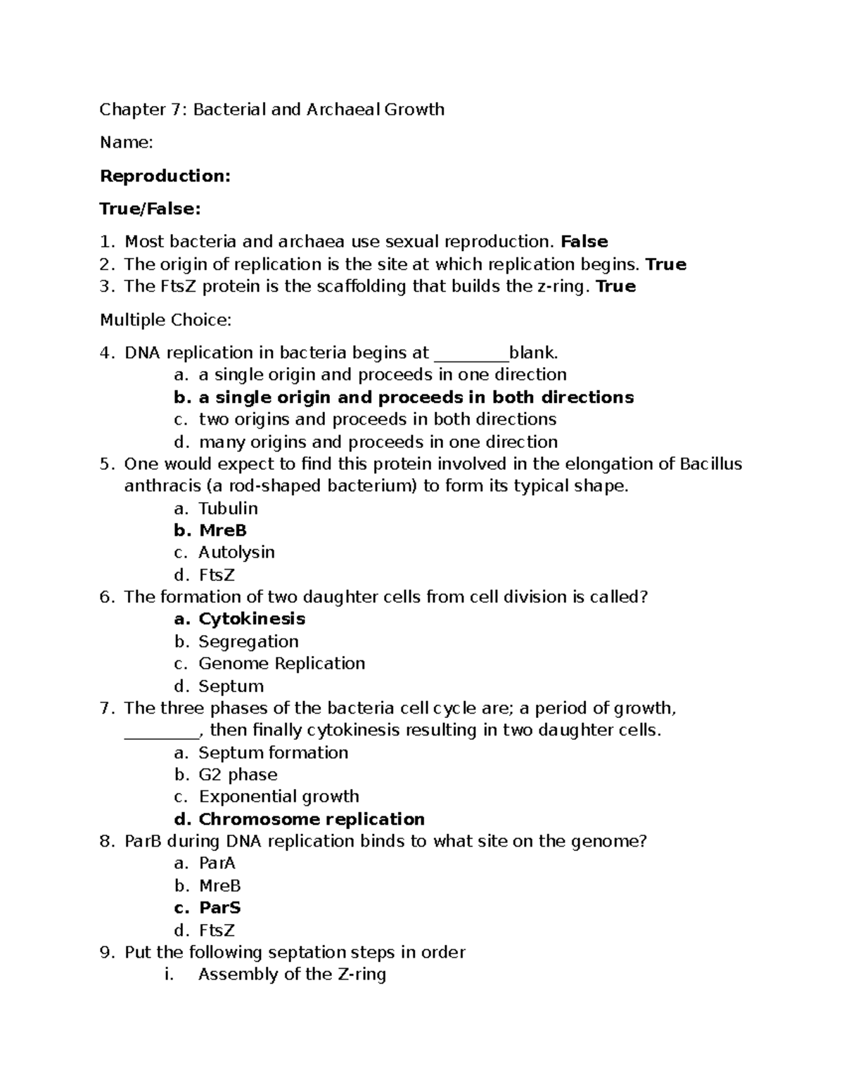 Chapter 7: Bacterial and Archaeal Growth Analysis & Review - Studocu