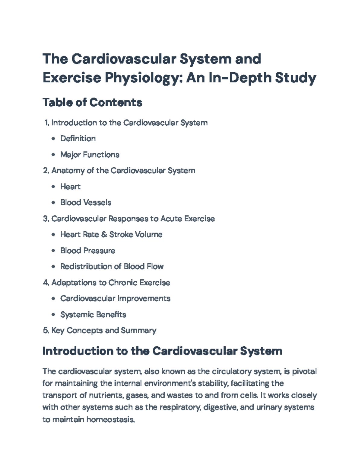 Cardiovascular System and Exercise Physiology: Exam 3 Study Guide - The ...
