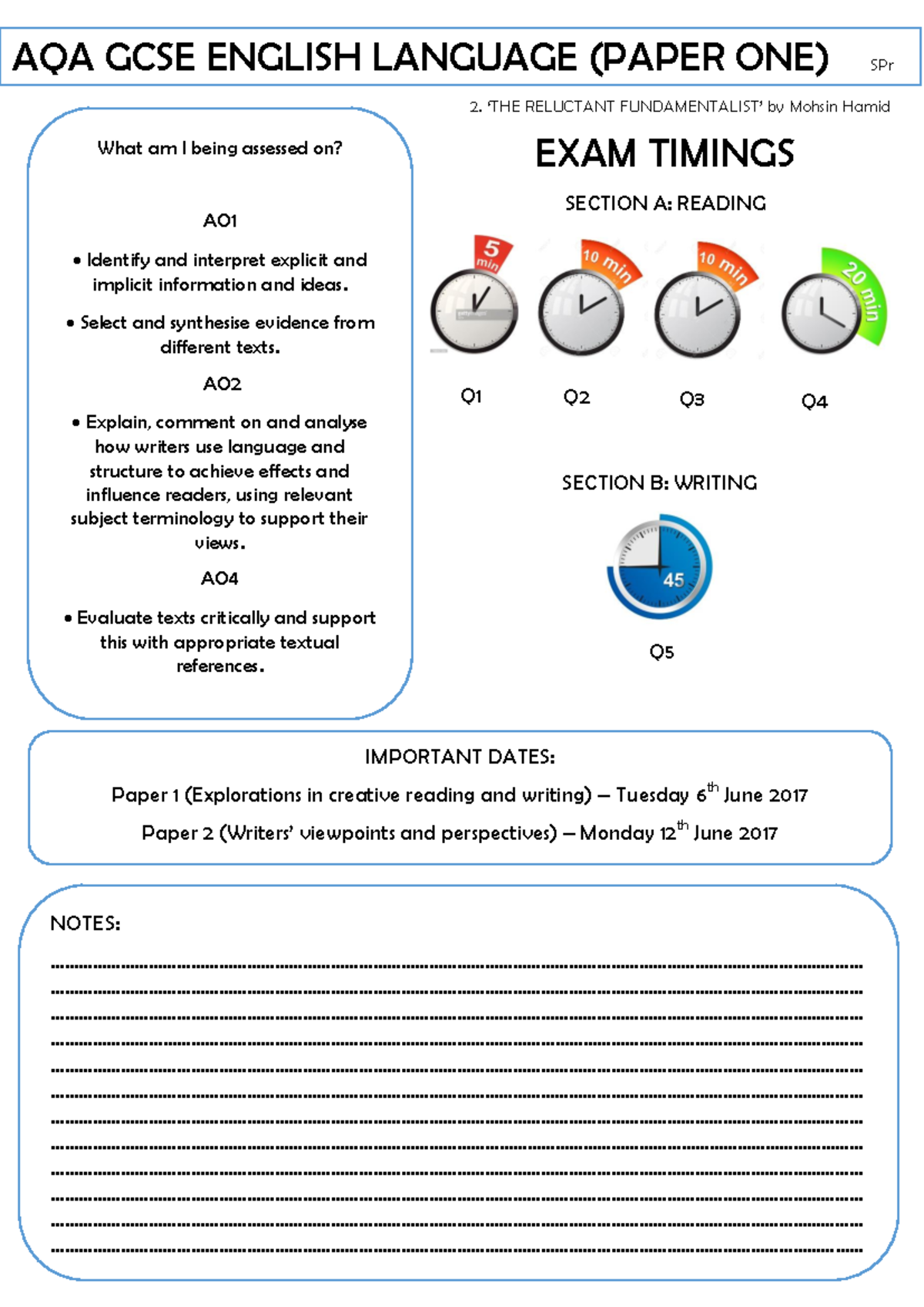 AQA GCSE ENGLISH LANGUAGE: Revision Notes on 'The Reluctant ...