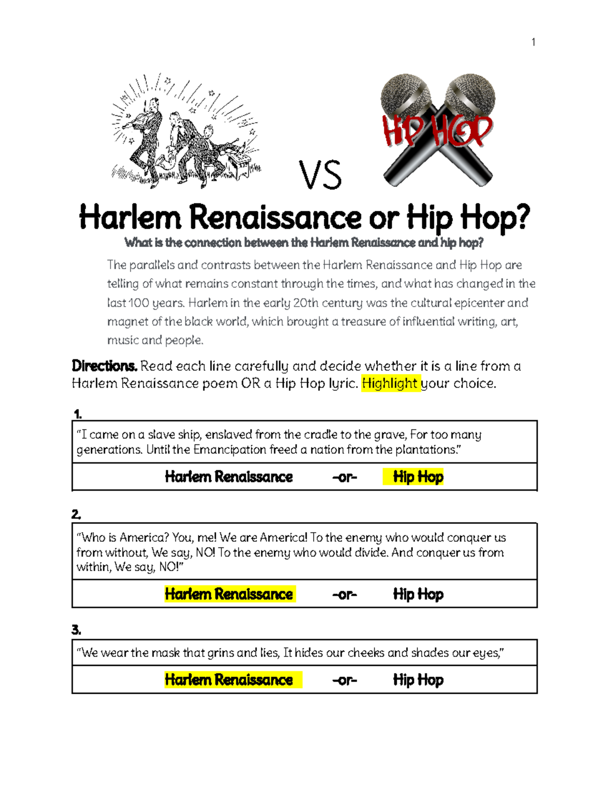 Comparative Analysis of Harlem Renaissance & Hip Hop Influence - Studocu