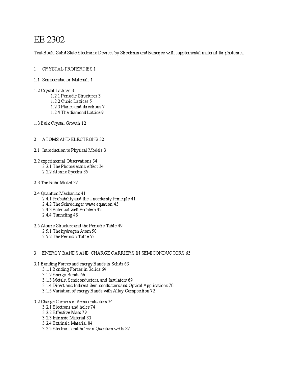 EE 2302 Lecture Notes: Solid State Electronic Devices Overview - Studocu