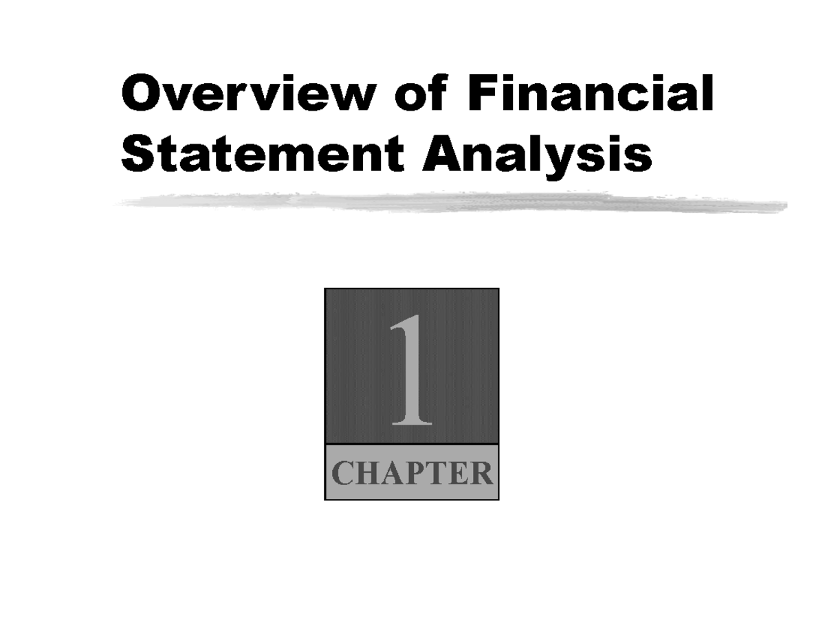 Ch01 PPTs - Overview of Financial Statement Analysis - Studocu