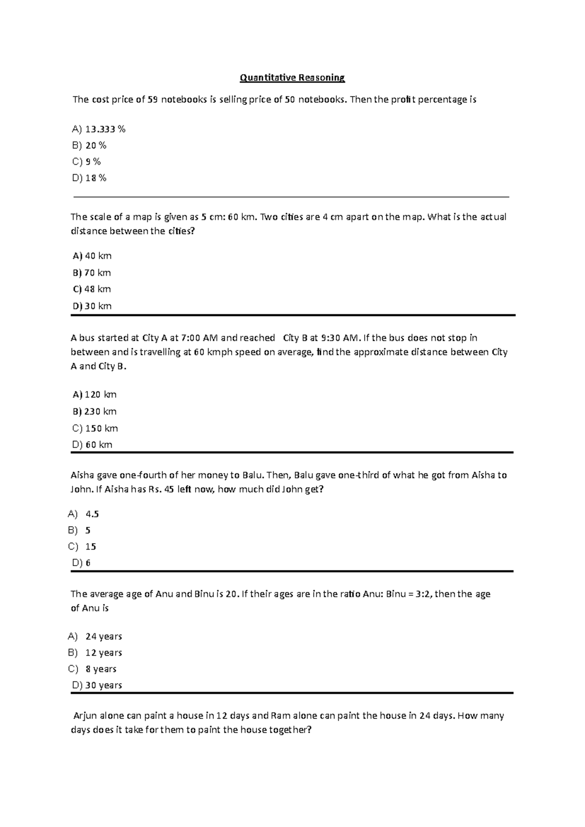 UG-Quantitative-Reasoning: Practice Questions and Solutions - Studocu