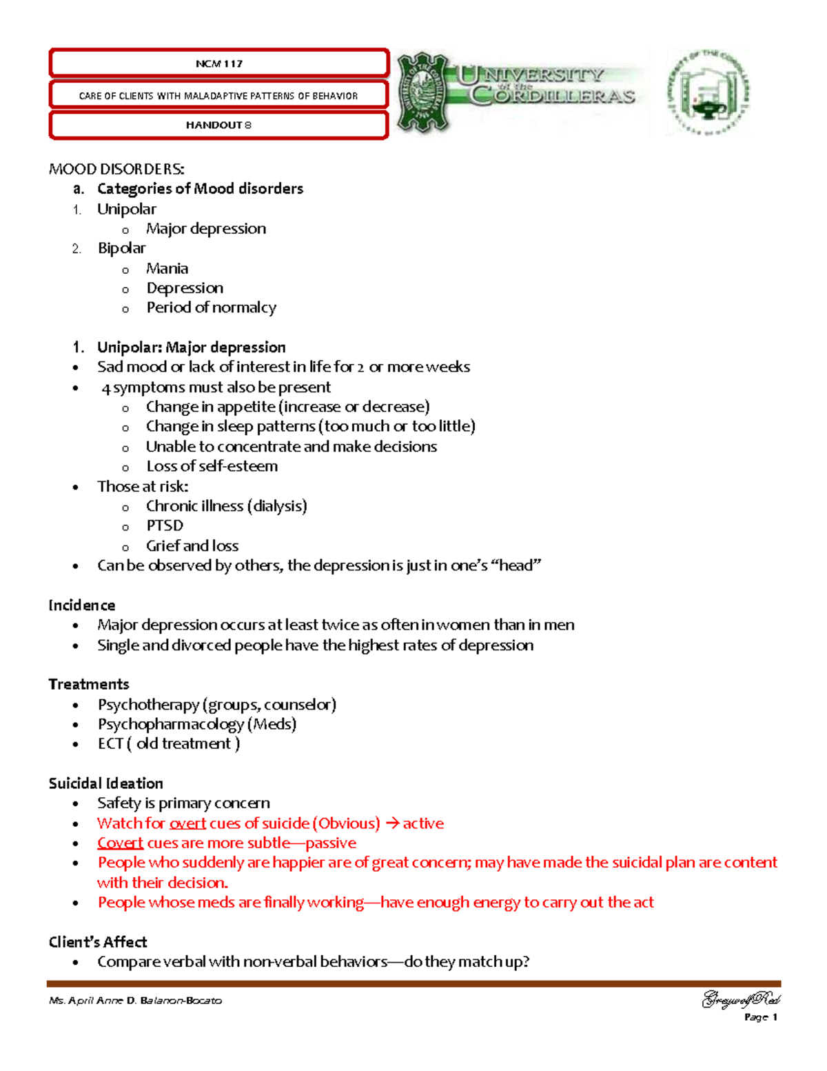 Care of Clients with Maladaptive Patterns of Behavior - NCM 117 Notes ...