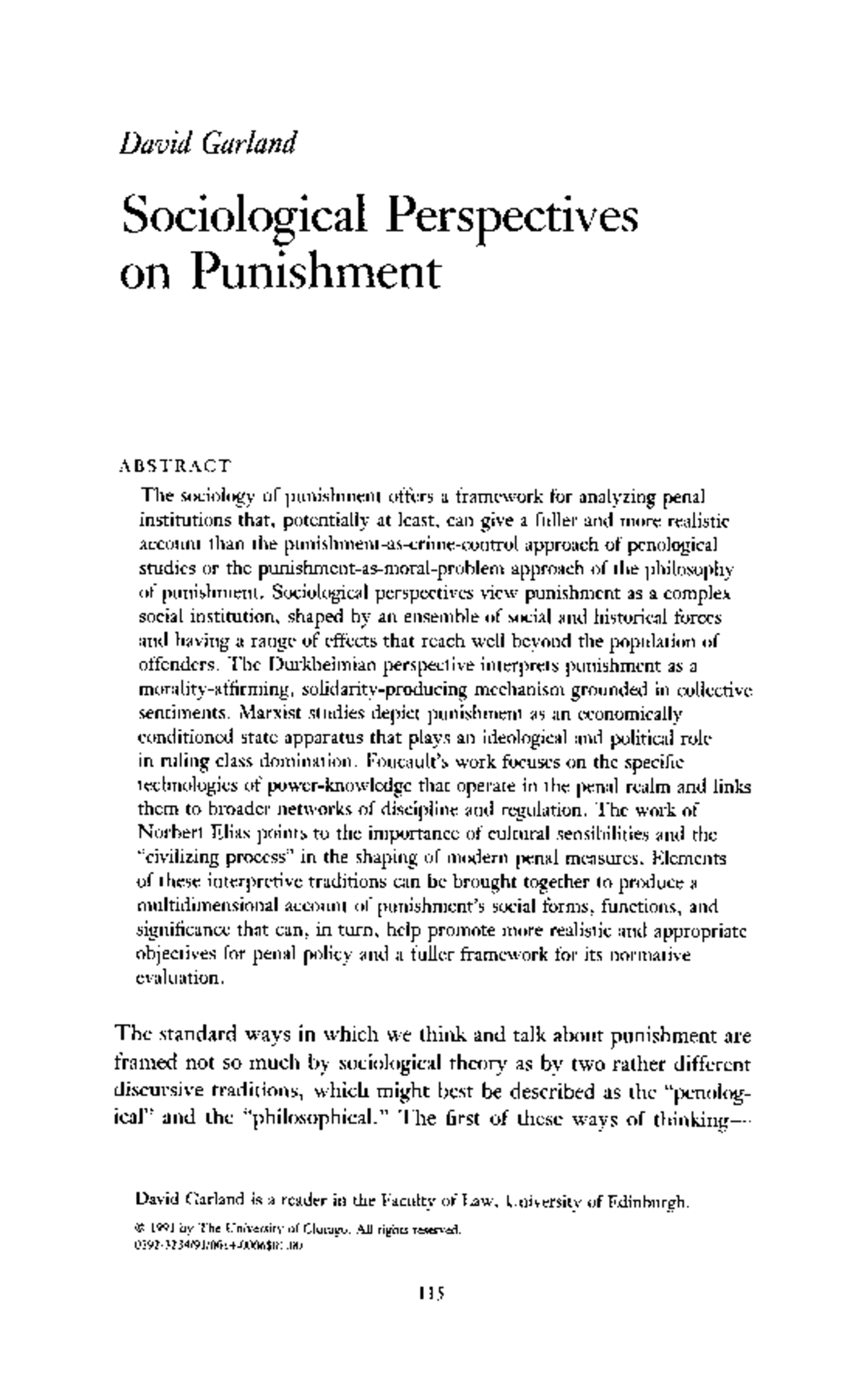 Sociological Perspectives on Punishment: Analyzing Penal Institutions ...