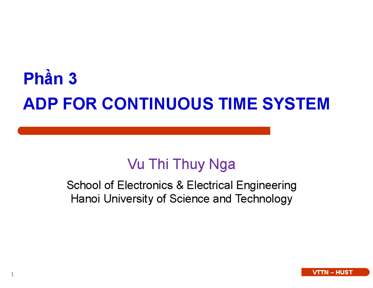 ADP for Continuous Time Systems: Online Optimal Control Techniques ...