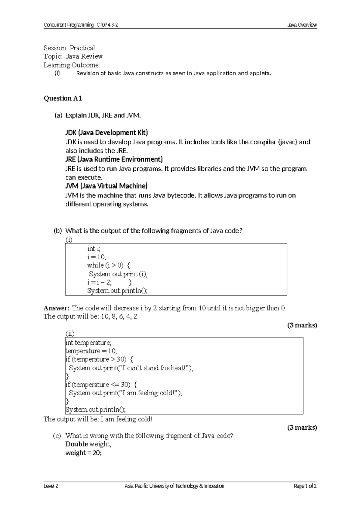 Concurrent Programming Java Overview Wk1P: Key Concepts & Code Examples ...