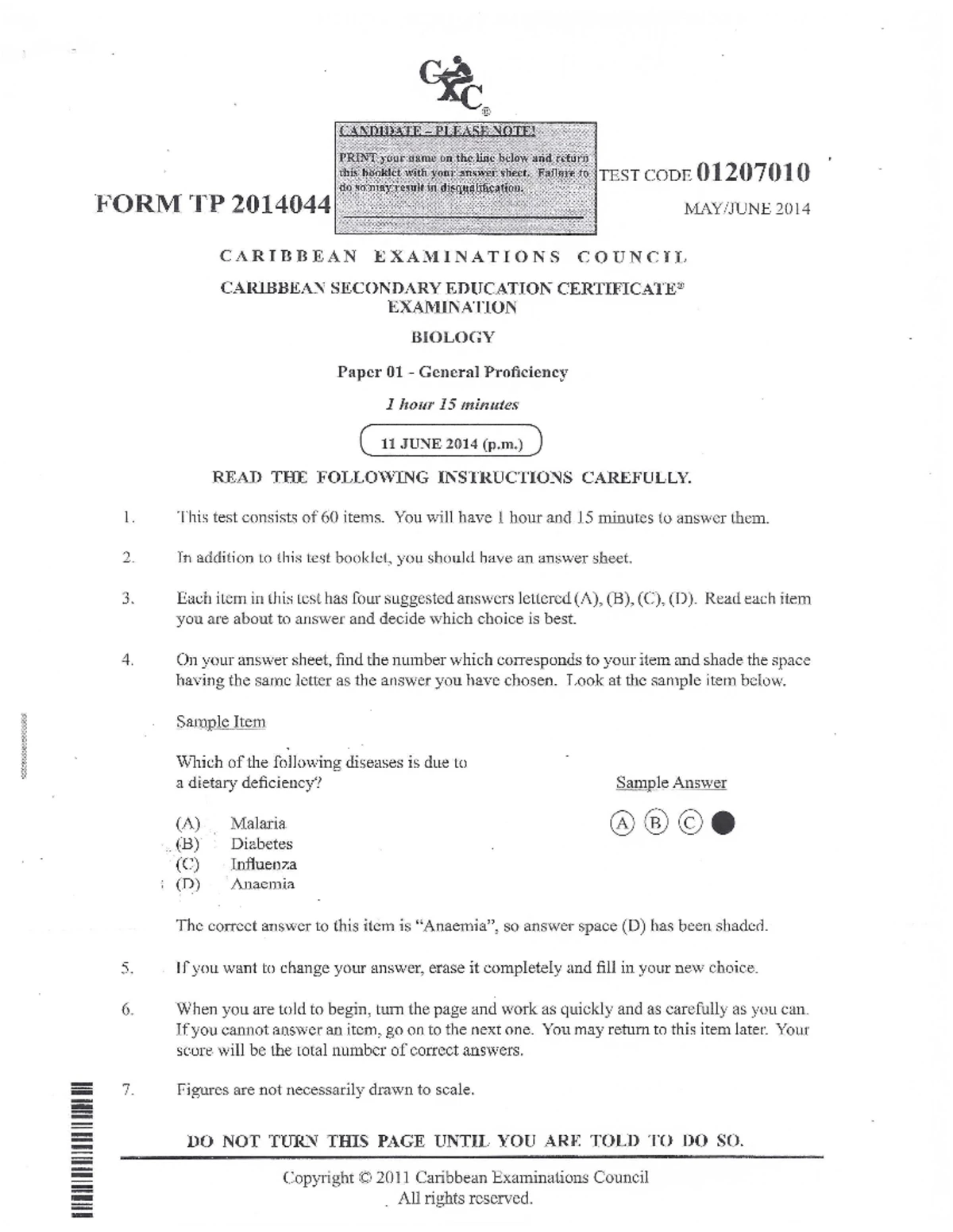 CSEC Physics Paper 01 General Proficiency Exam Instructions 2023 - Studocu