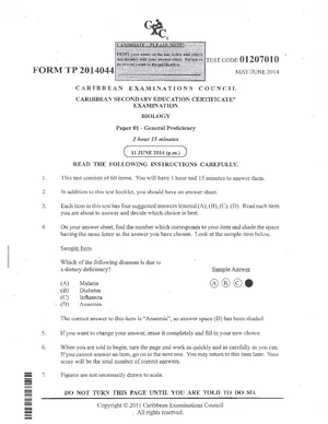 CSEC Physics Paper 01 General Proficiency Exam Instructions 2023 - Studocu