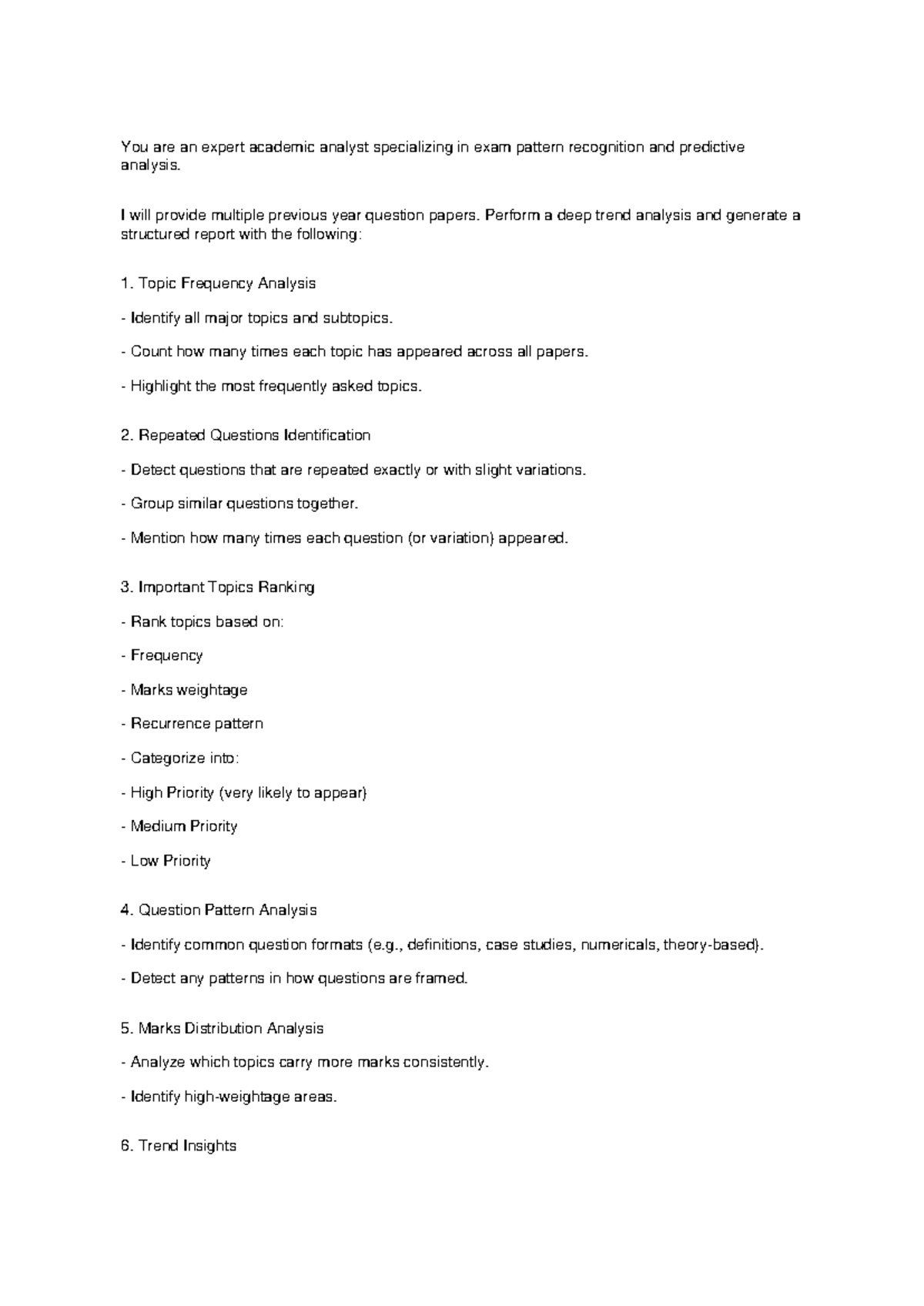 Exam Pattern Analysis Report - FIOO - Studocu