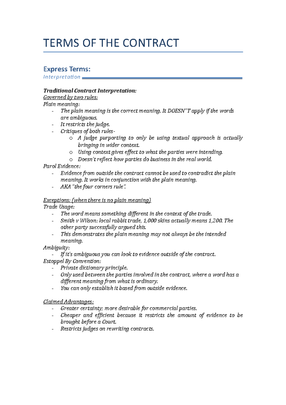 Terms of the Contract Summary - TERMS OF THE CONTRACT Express Terms ...