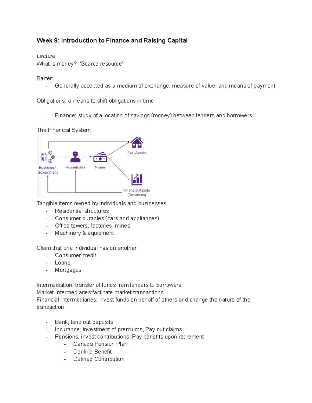 MOS 1023 Final Review: Introduction to Finance & Capital Raising - Studocu