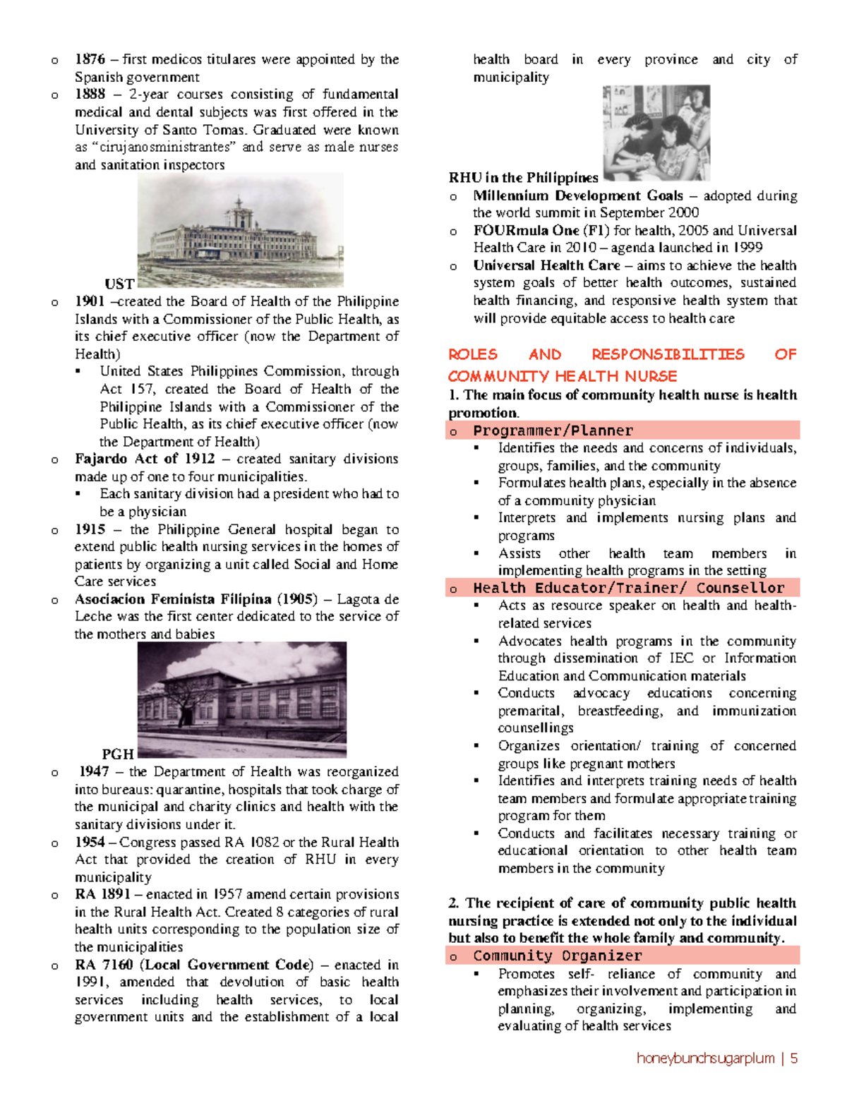 Roles and Responsibilities of Community Health Nurse (UST) - Studocu