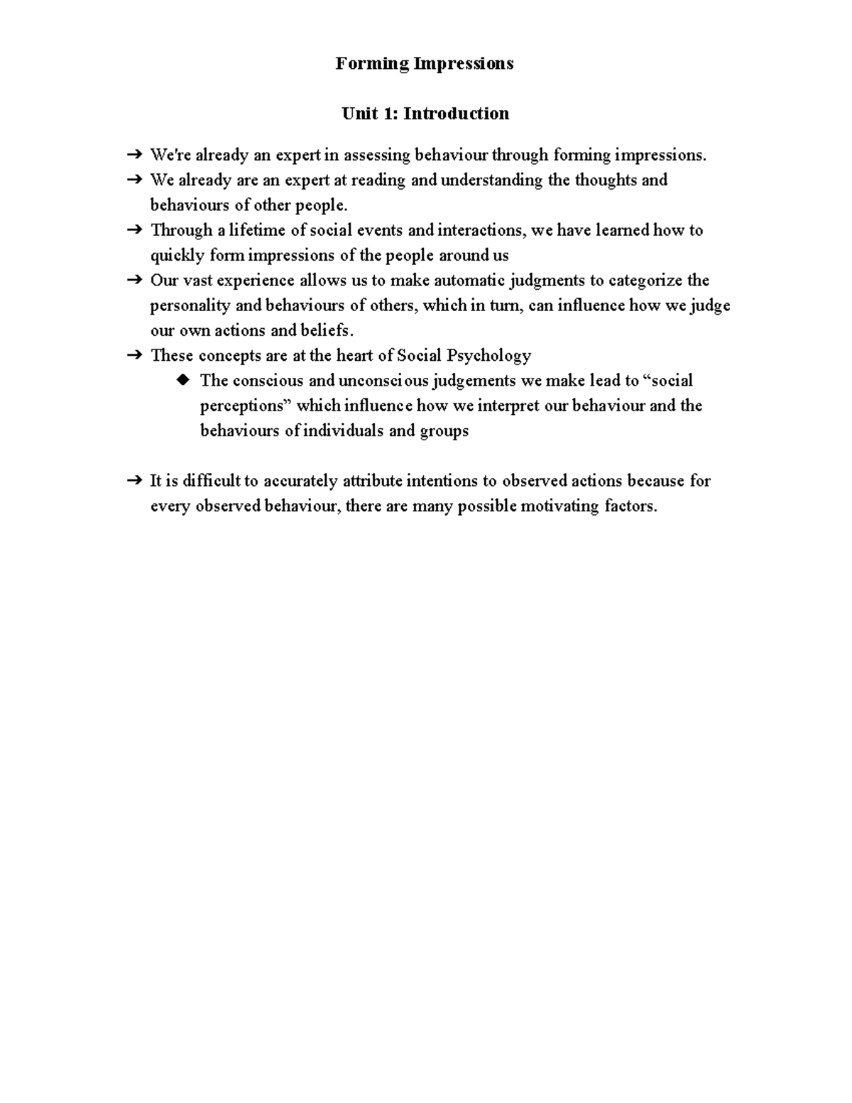 Forming Impressions and Attribution Theories in Social Psychology - Studocu