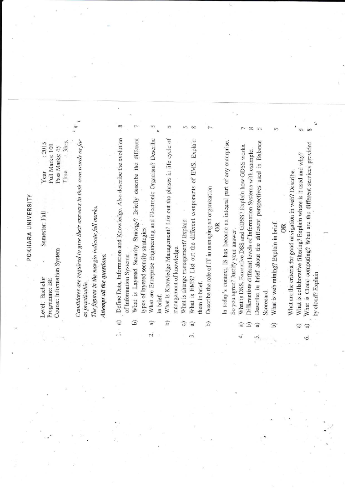 IS 101: Information System - Past Questions Review - Studocu