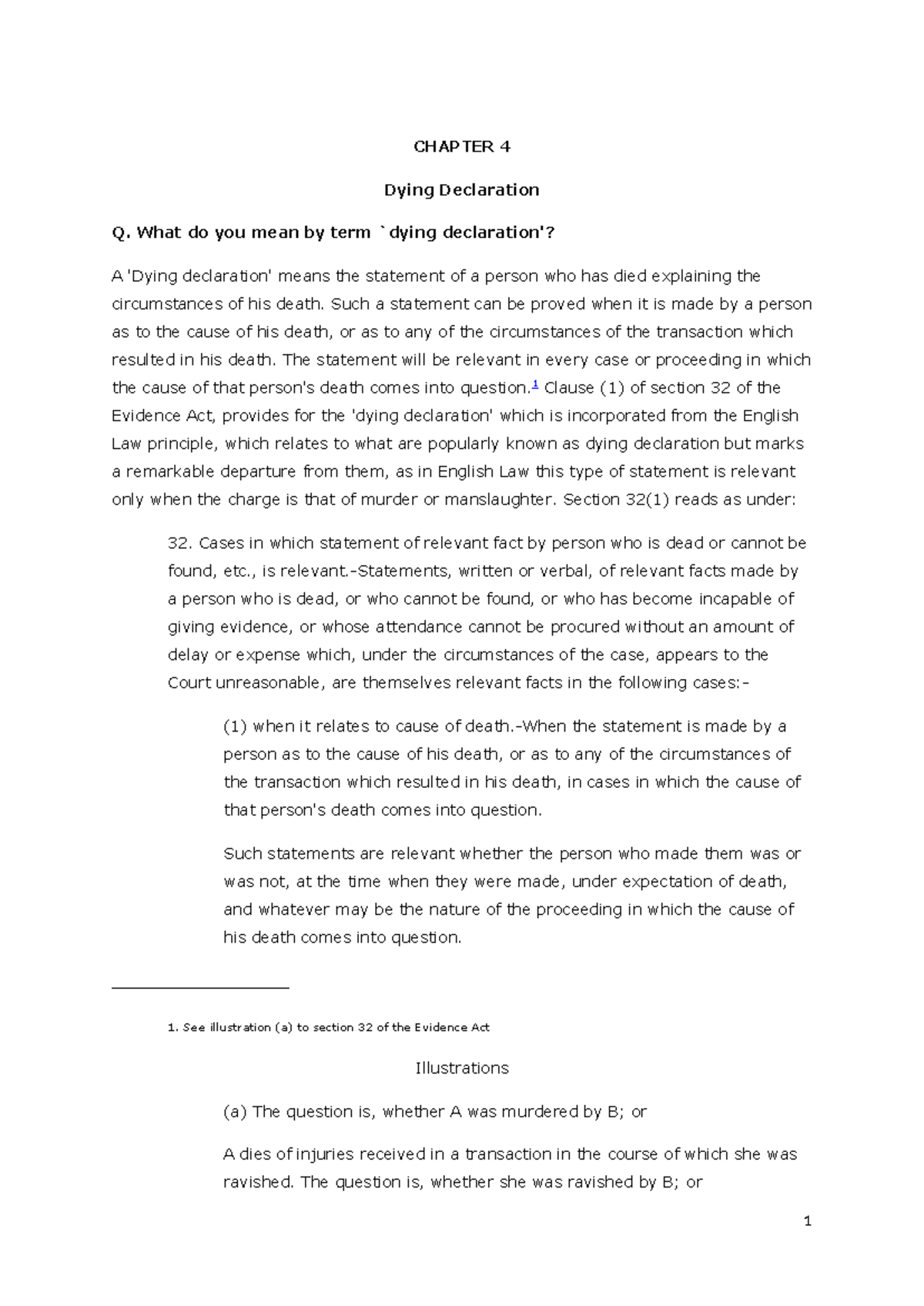 Chapter 4 - Dying Declarations: Legal Principles and Case Studies (BSA ...