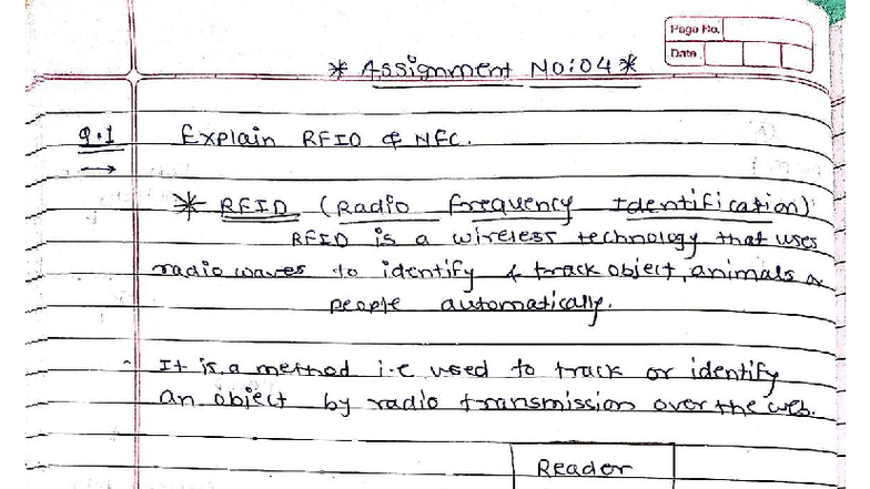 IOT Assignment 4 - Page No. Date Assignment No:04 Q Explain RFIO NFC ...