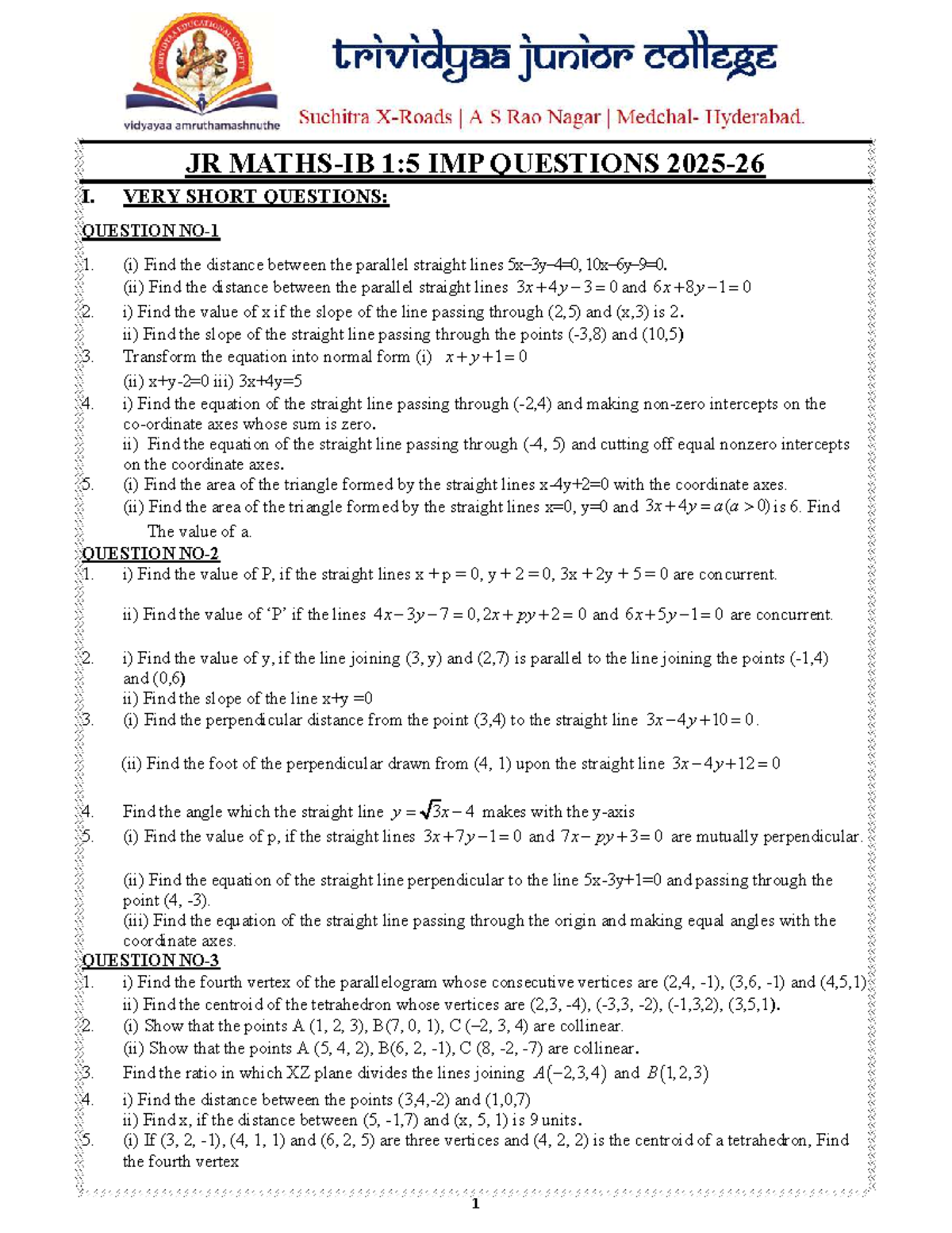IPE JR Maths-IB IMP Questions: Key Concepts and Solutions - Studocu