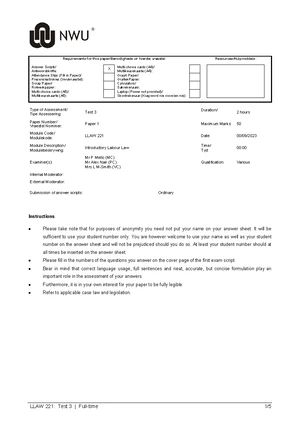 LLAW 221 Study Guide: Introduction to Labour Law 2024 - Studocu