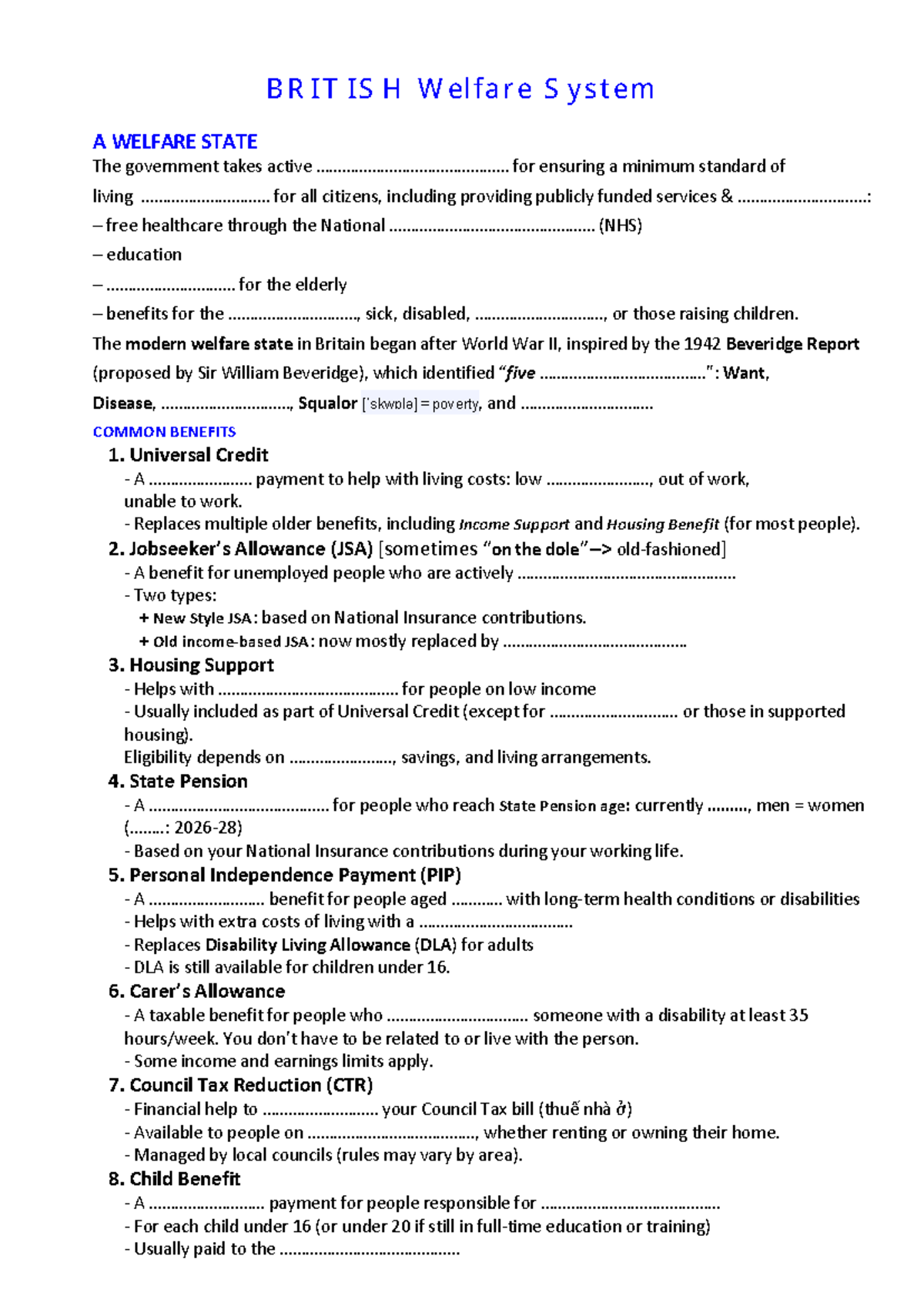 Welfare State in Britain: Key Features & Social Media Insights (HND ...