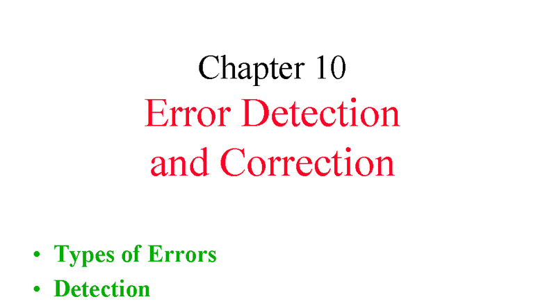 DCCN Chapter 10: Error Detection & Correction Techniques - Studocu