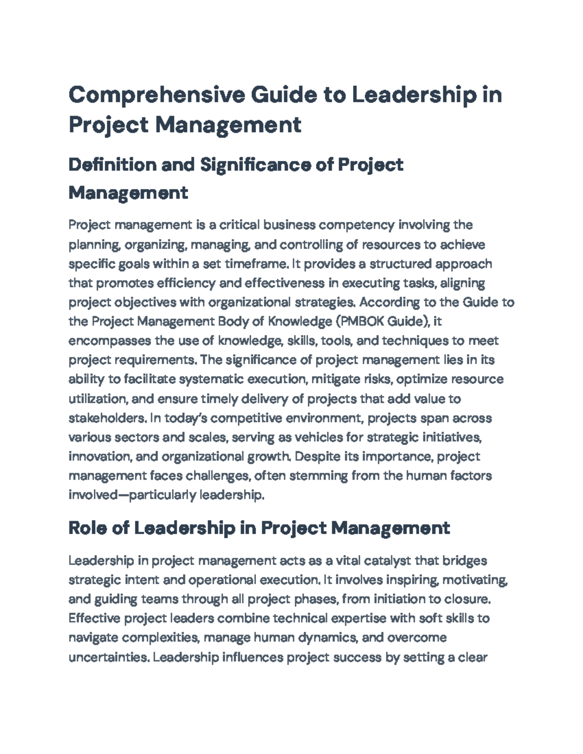 Comprehensive Guide to Leadership in Project Management (Final Exam ...