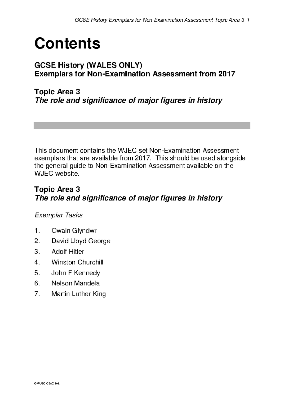 GCSE History NEA Exemplars for Topic Area 3: Major Figures in History ...