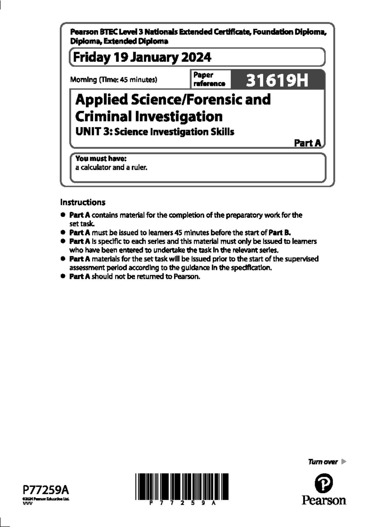 BTEC Level 3 Applied & Criminal Investigation UNIT 3: Science ...