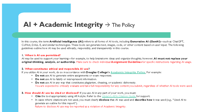 AI Academic Integrity Policy Guidelines for Ethical Use - Studocu