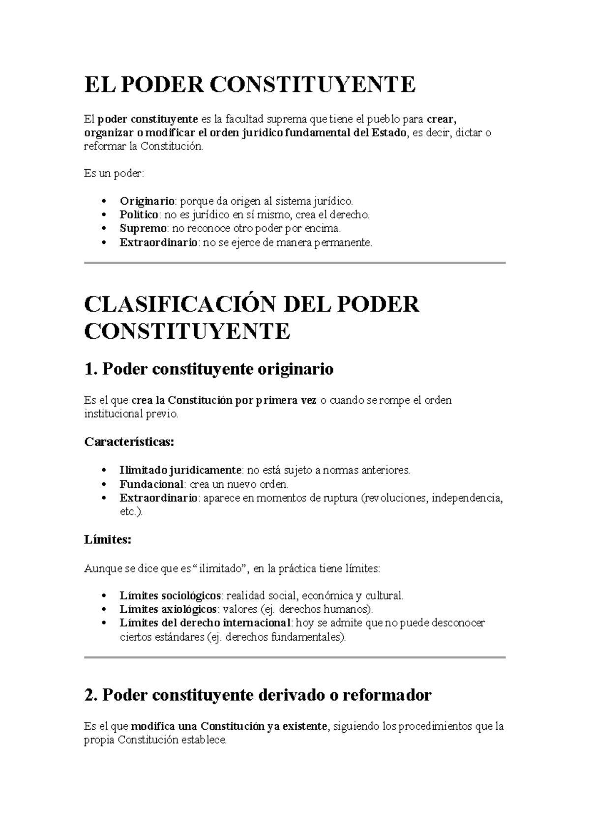 Parcial 1 - El Poder Constituyente y sus Límites en la Constitución ...