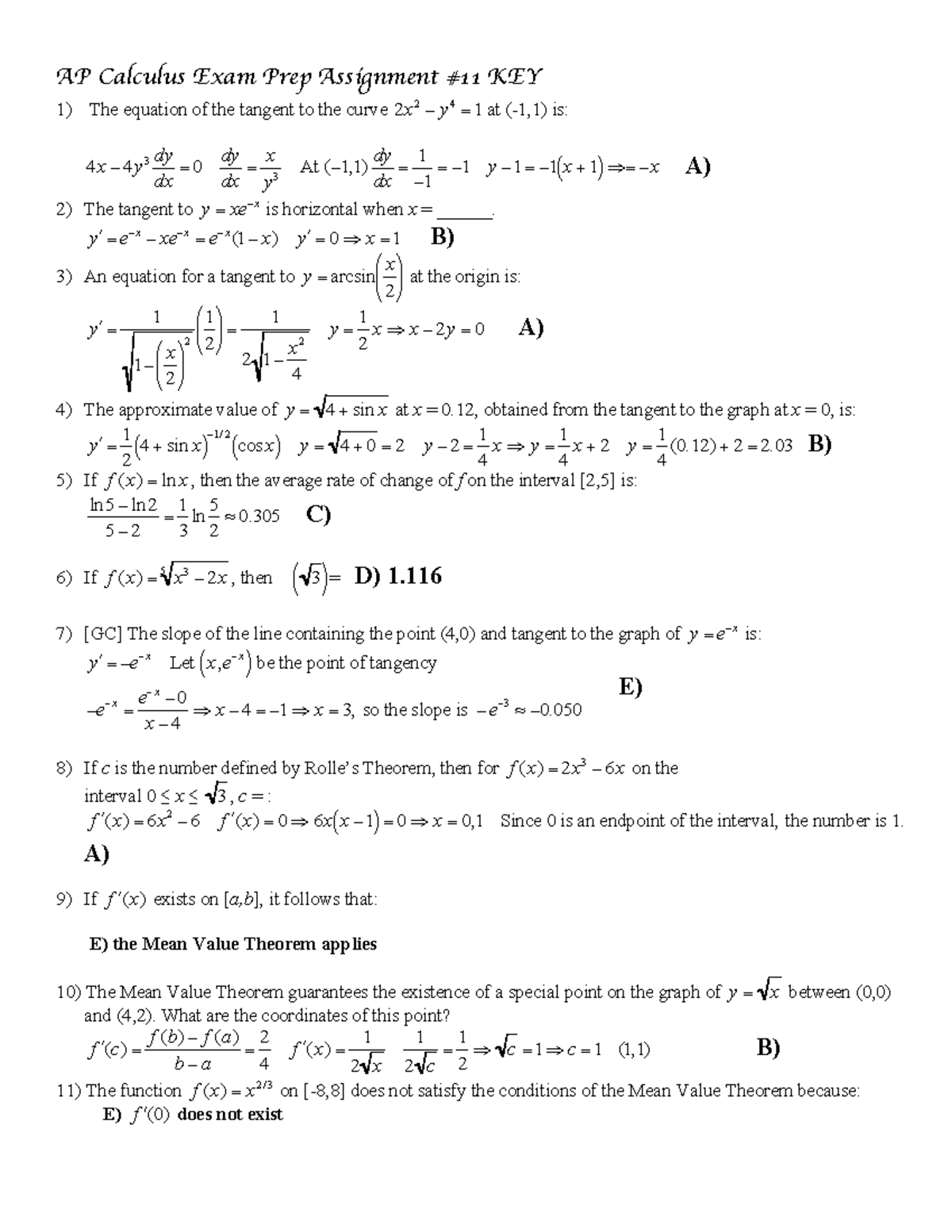 Exam prep A11 soln - Prep for Calculus - AP Calculus Exam Prep ...