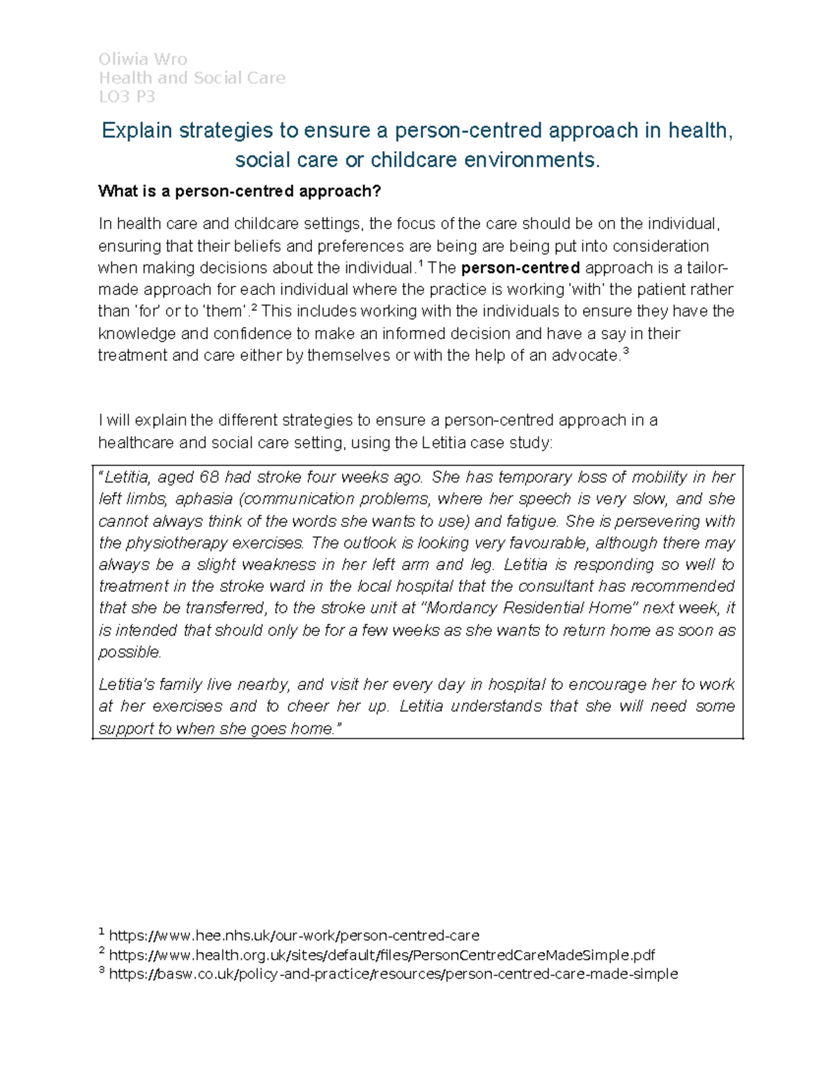 P3 - Strategies for a Person-Centred Approach in Health & Social Care ...
