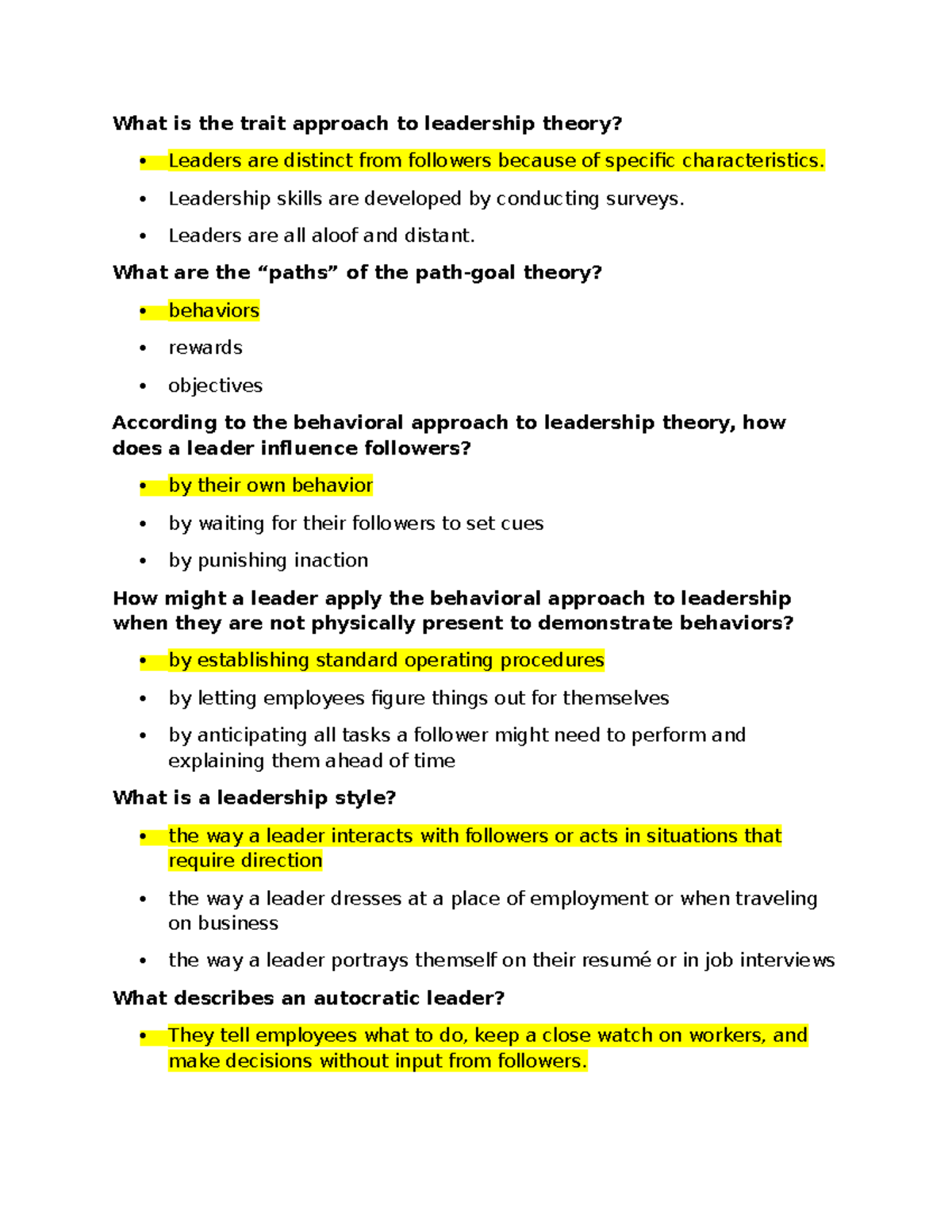 Chapter 3: Leadership Theories and Styles Overview (Soomo) - Studocu