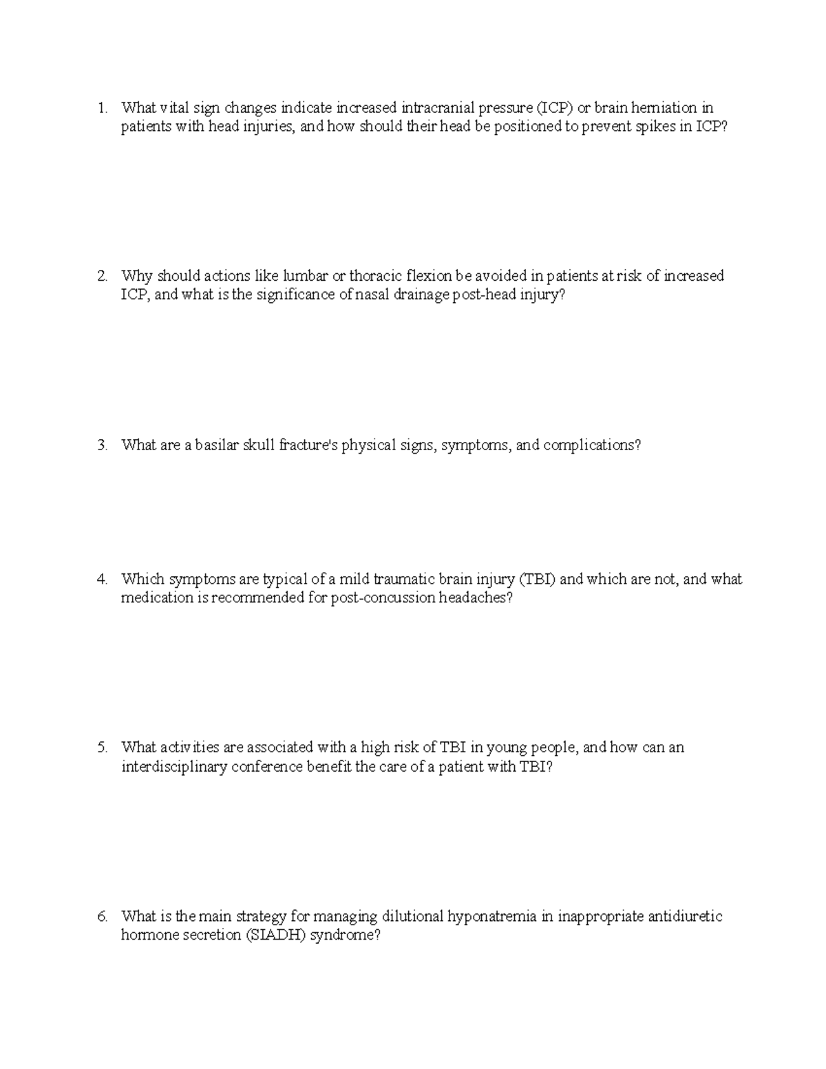 Advanced Med Surg Exam 3 Study Qs: Key Concepts & Interventions - Studocu
