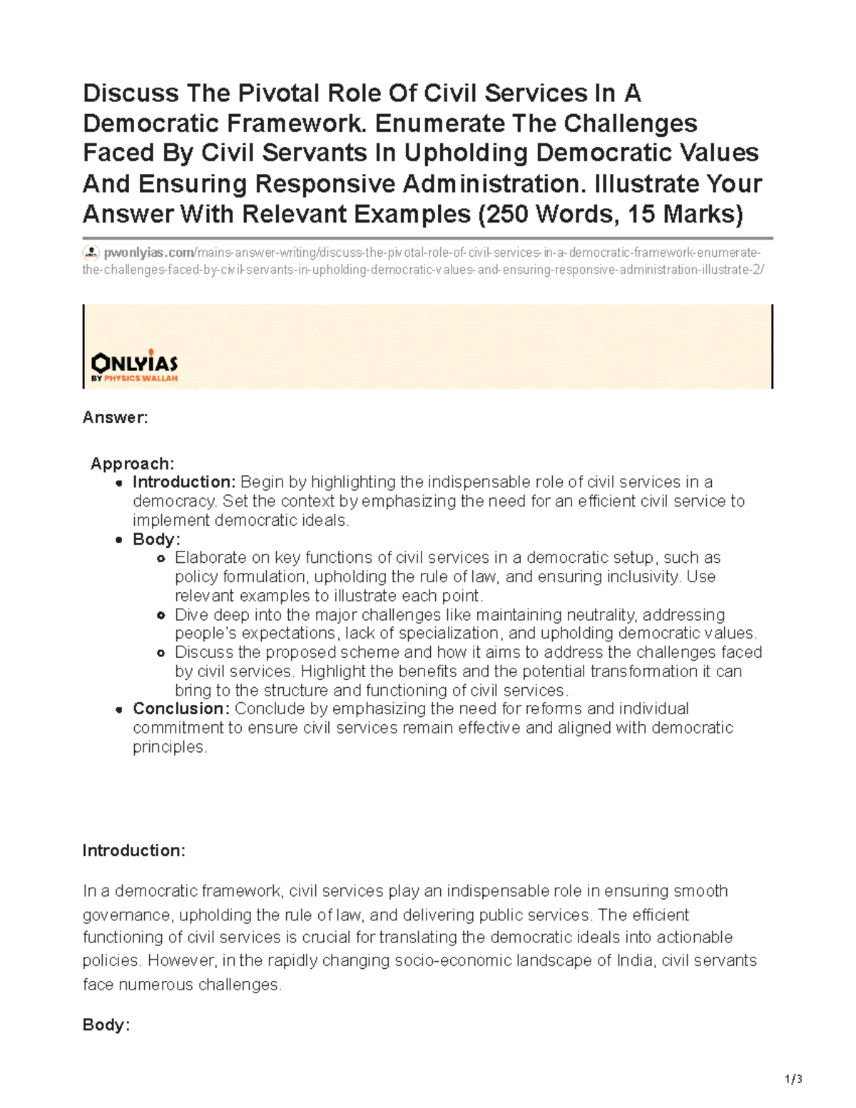 Pwonlyias.com-Discuss The Pivotal Role Of Civil Services In A ...