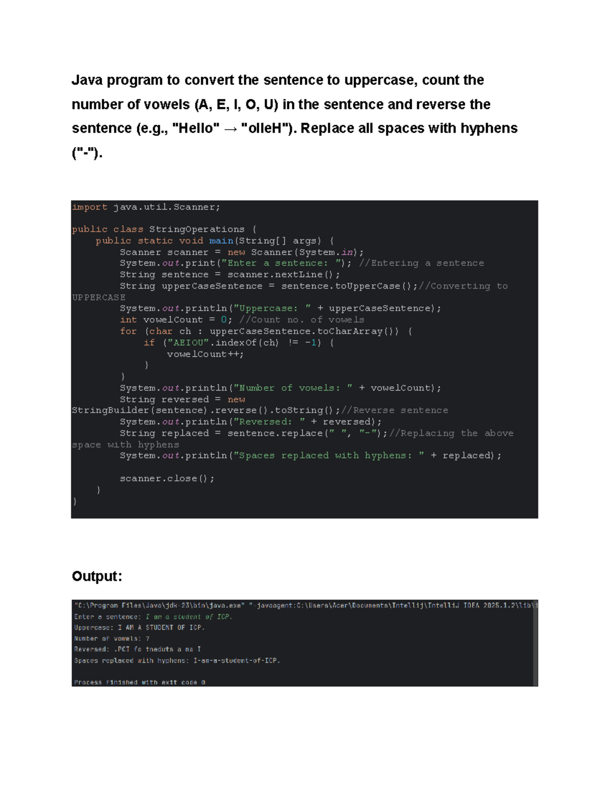 Programming Assignment - Java program to convert the sentence to ...