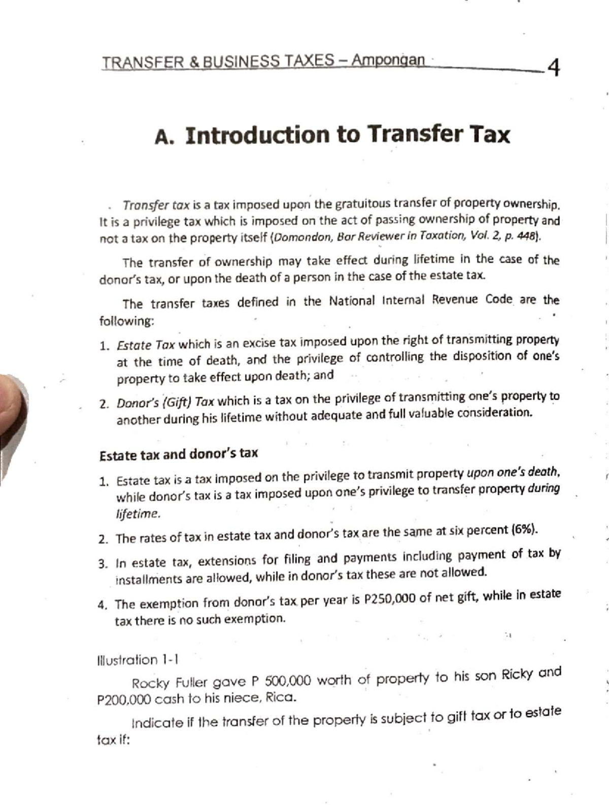 TAX 2: Introduction to Transfer Taxes and Estate Taxation - Studocu