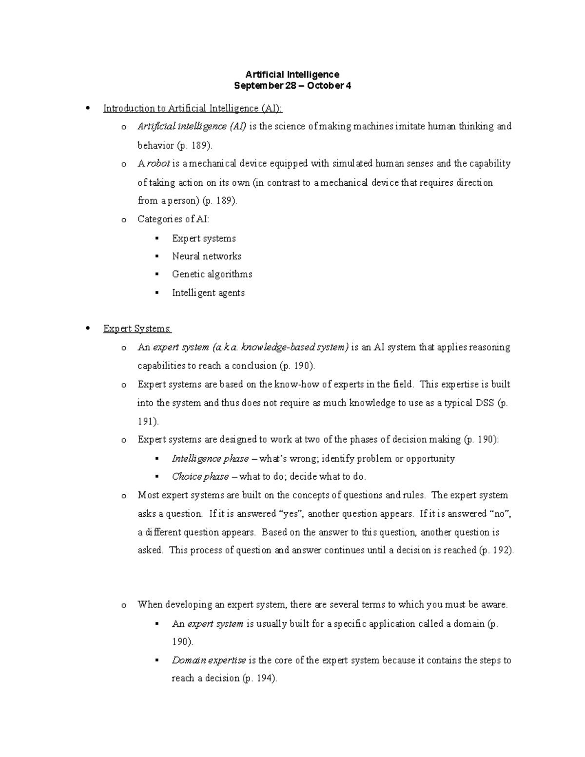 7465084 - Lecture Notes on Artificial Intelligence Concepts - Studocu