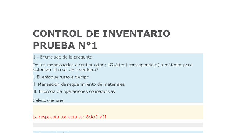 Control de Inventario: Preguntas del Examen Final DE 2023 - Studocu