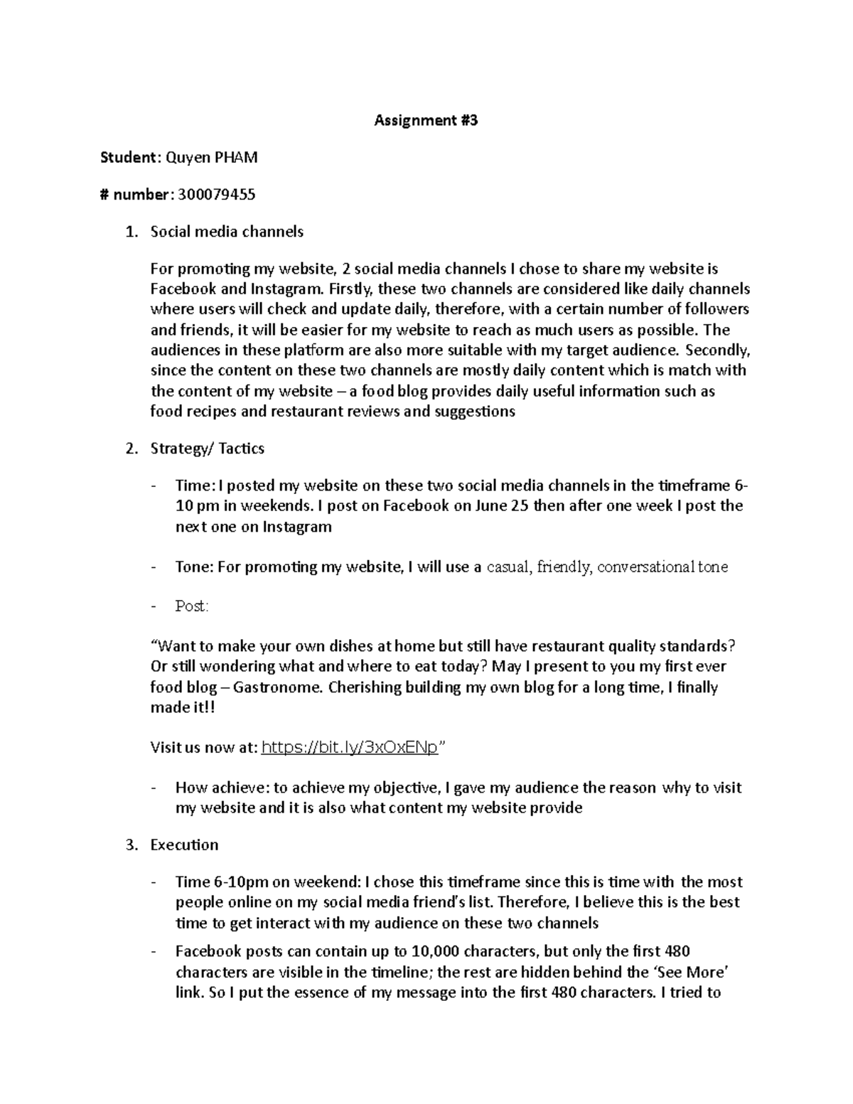 Assignment 3 - Social Media Strategy for Blog Promotion - Studocu