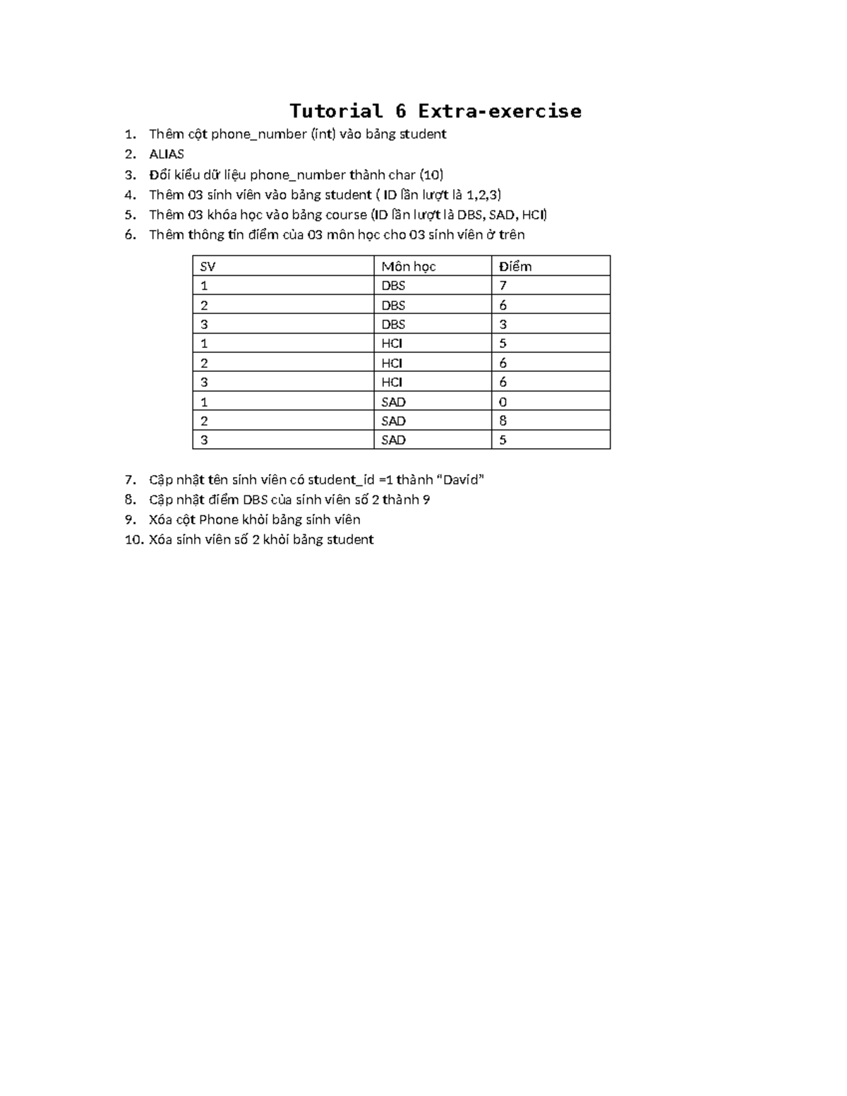 Tutorial 6: Database Operations for Student Management - DGS - Studocu