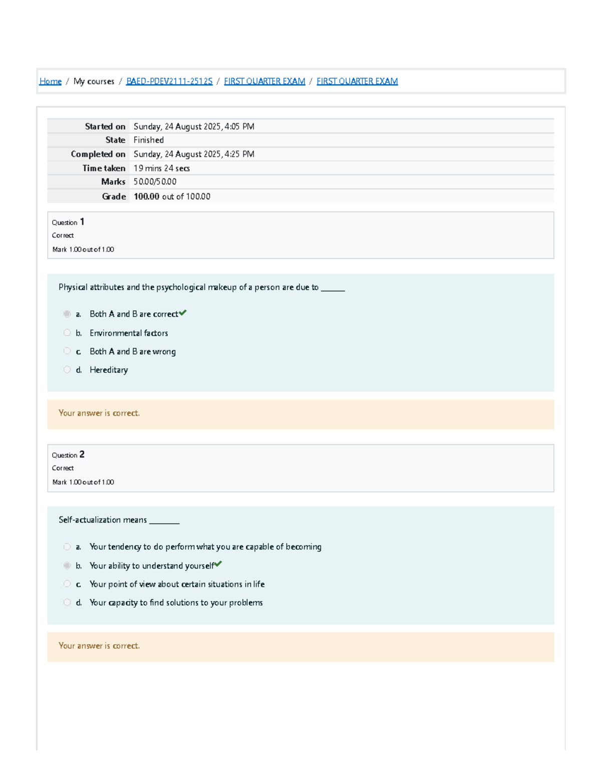 Perdev 101: First Quarter Exam Review and Answers - Studocu
