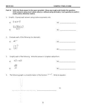 Mathematics - Grade: 11 - High School - Canada - Studocu