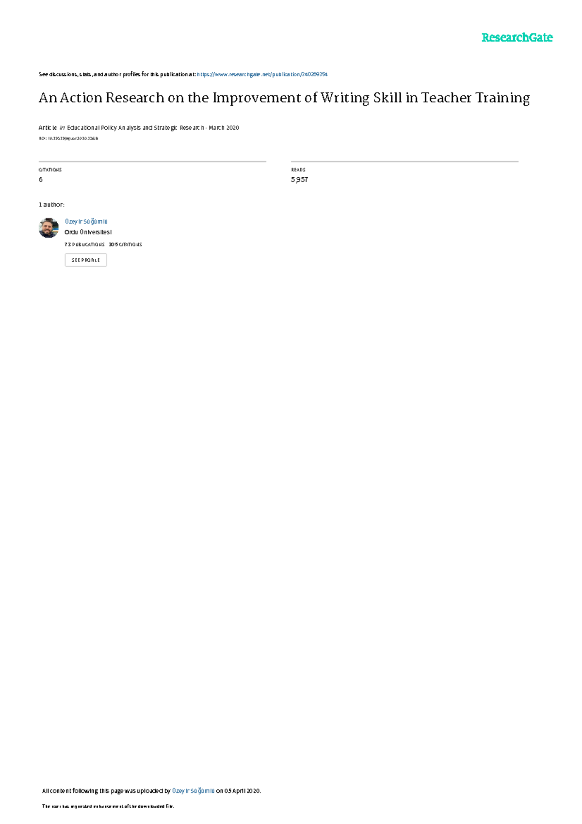 742502483 Action Research on Enhancing Writing Skills in Teacher ...
