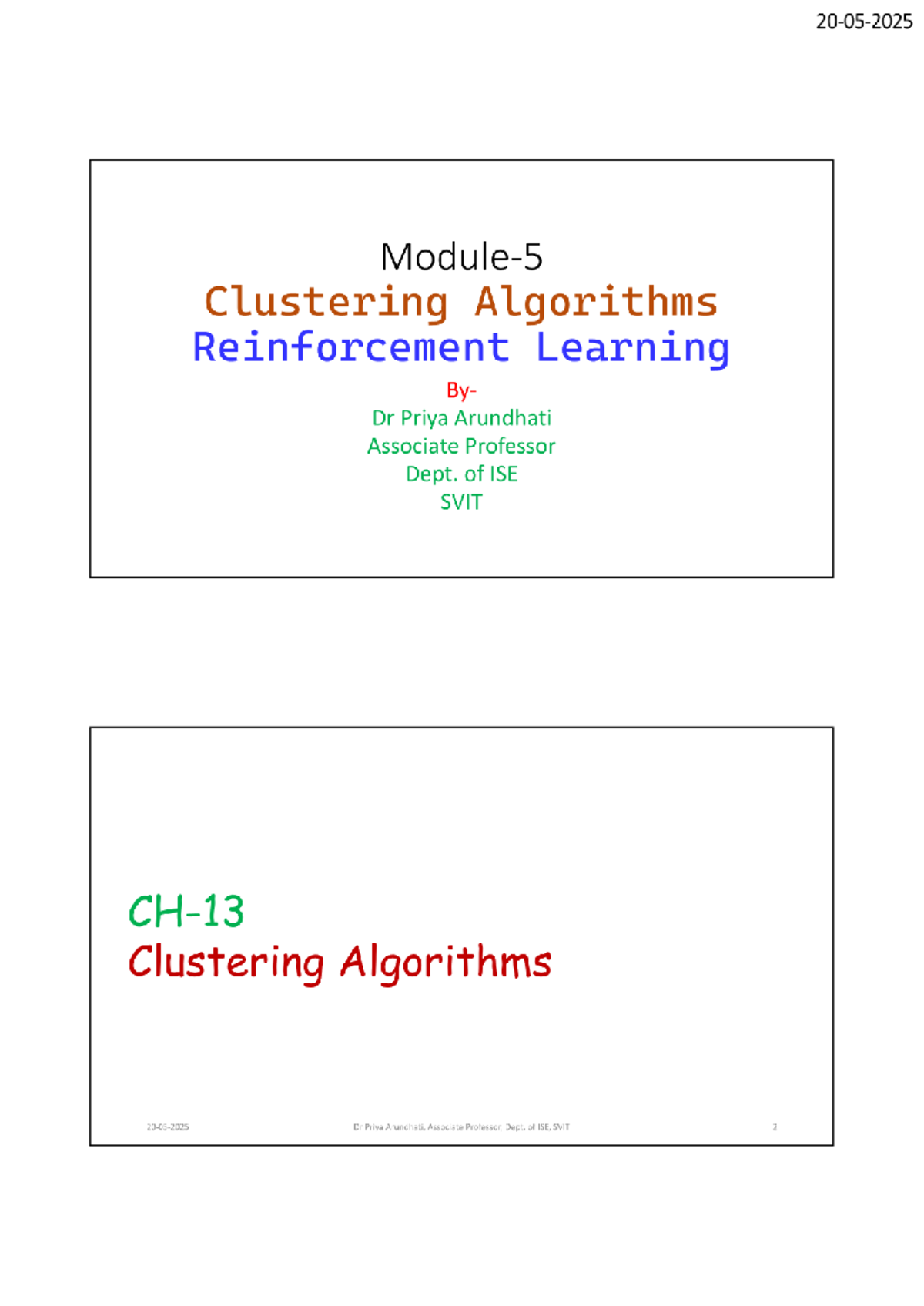 ML-Module-5: Clustering Algorithms Overview and Applications - Studocu