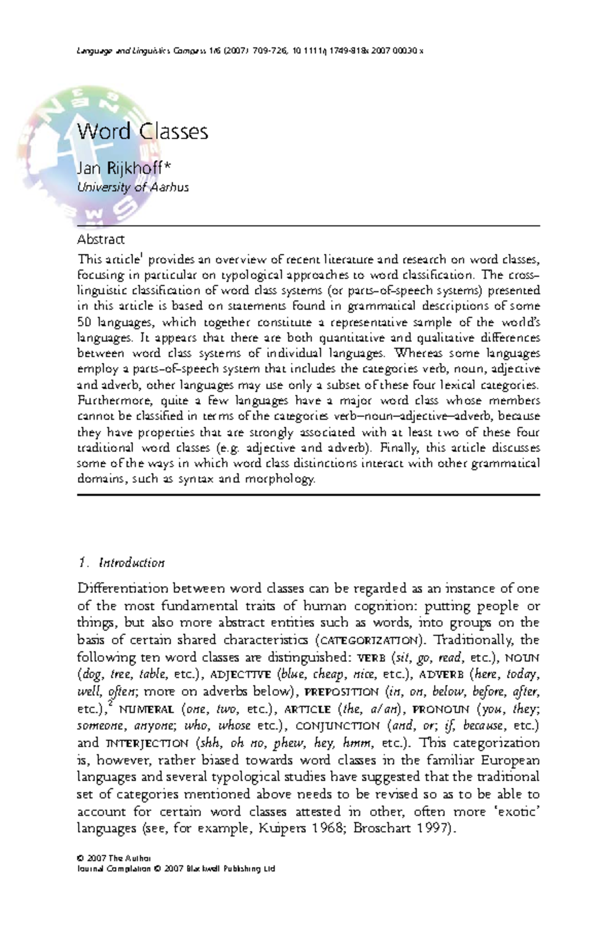 Word classes in English - © 2007 The Author Language and Linguistics ...