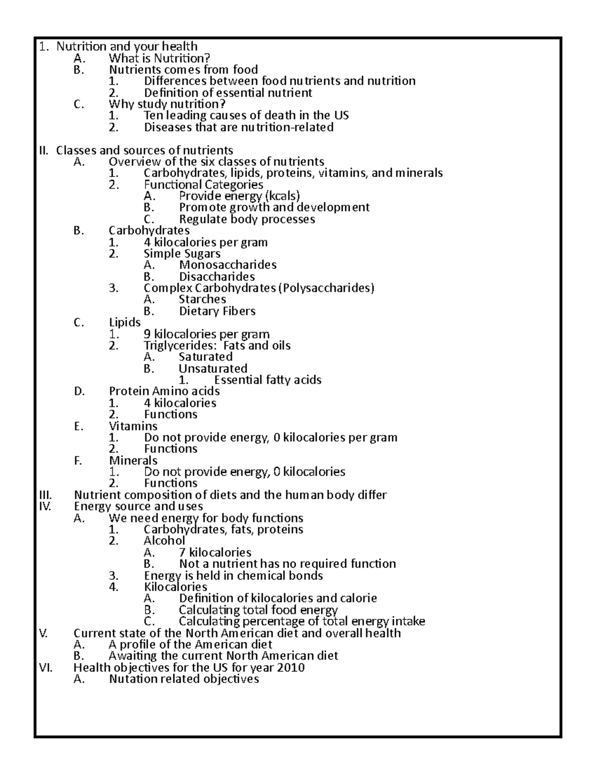 Nutrition Science Lecture Notes: Understanding Nutrients and Health ...